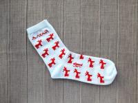 Купить белые носки с красными лосями и логотипом Алтай